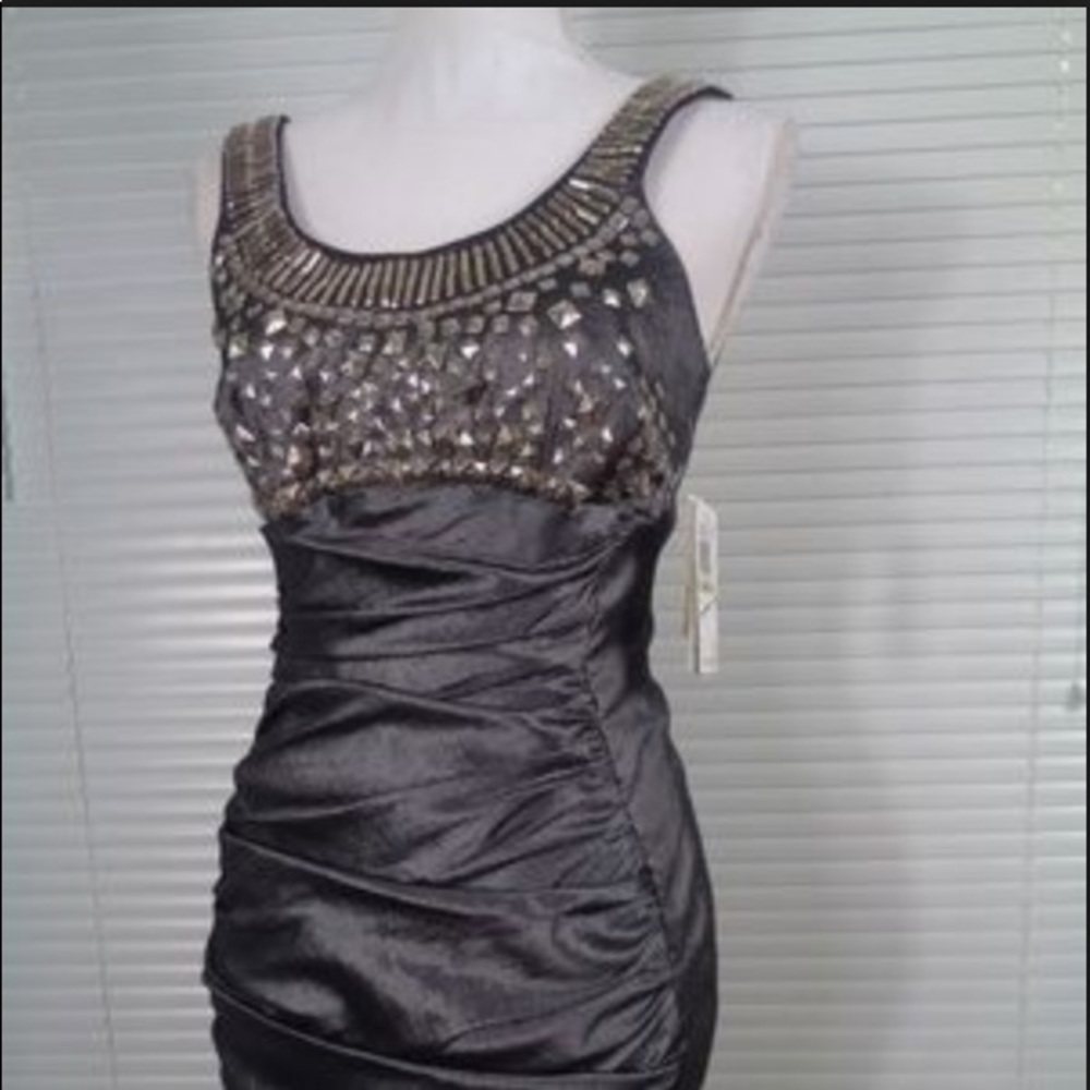 Jessica McClintock Studded Rushed Dress